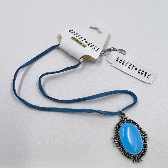 NWT - Robert Rose - Turquoise Color Semi Precious Stone Pendant 16” Necklace - Picture 7 of 9